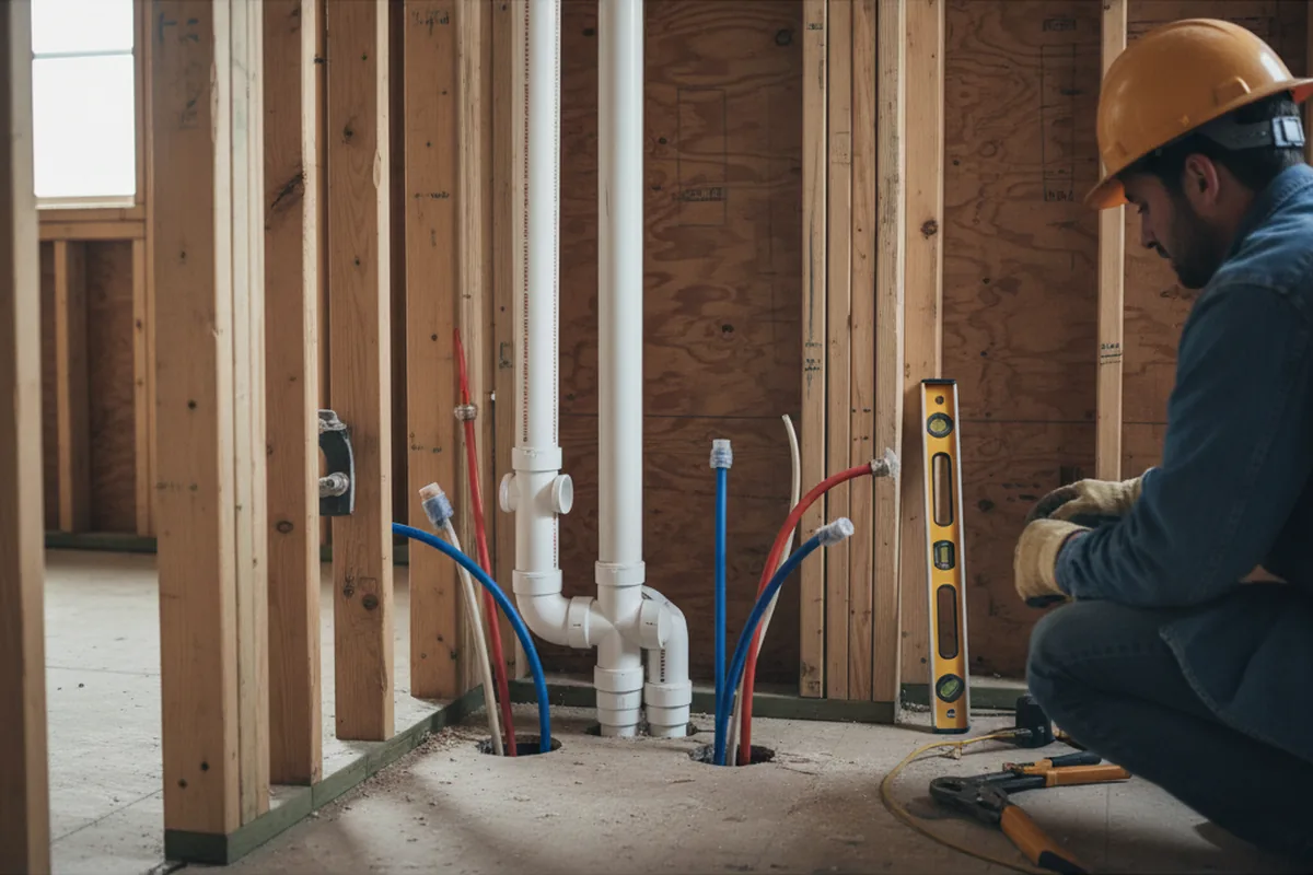 Drain and supply rough-in during Sump Pump Repair in Shannon