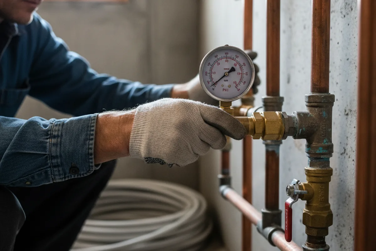 Pressure testing a repaired line during Water Line Repair in Shannon